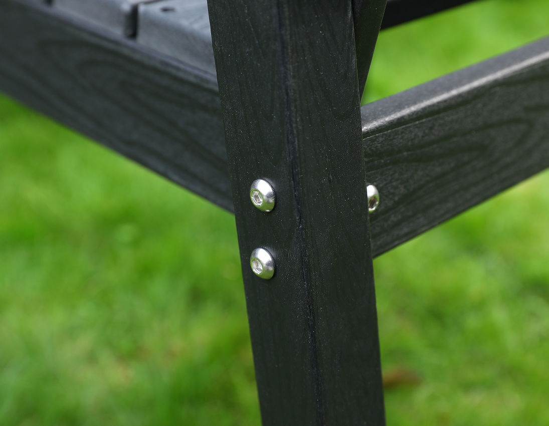 Set de sufragerie în aer liber HDPE negru, 6 piese, cu spătar vertical