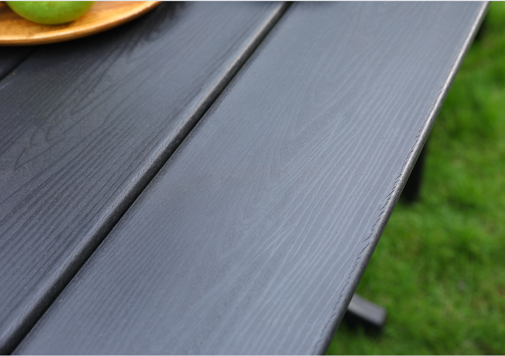 Set de sufragerie în aer liber HDPE negru, 6 piese, cu spătar vertical