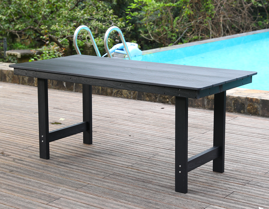 Masă dreptunghiulară HDPE cu margele negre adânci