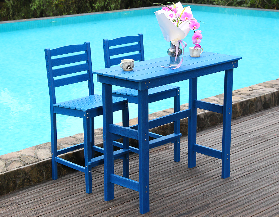 Set de sufragerie de bar social HDPE albastru vibrant
