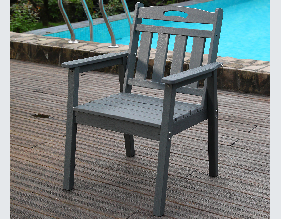 Scaun de sufragerie vertical HDPE cu textura gri rezistent la intemperii