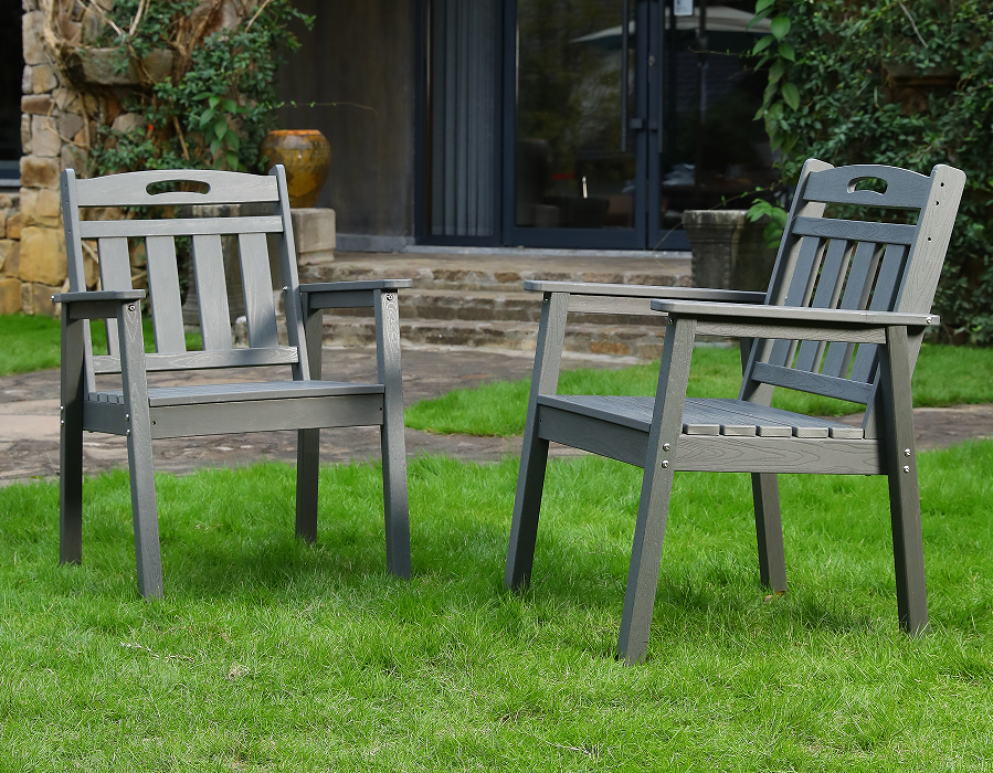 Scaune de sufragerie Adirondack din HDPE, gri ardezie, pachet de 2