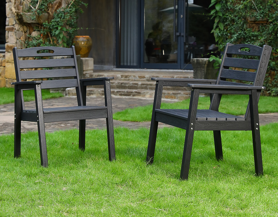 Pachet de 2 scaune de sufragerie Adirondack HDPE cu spate încrucișat