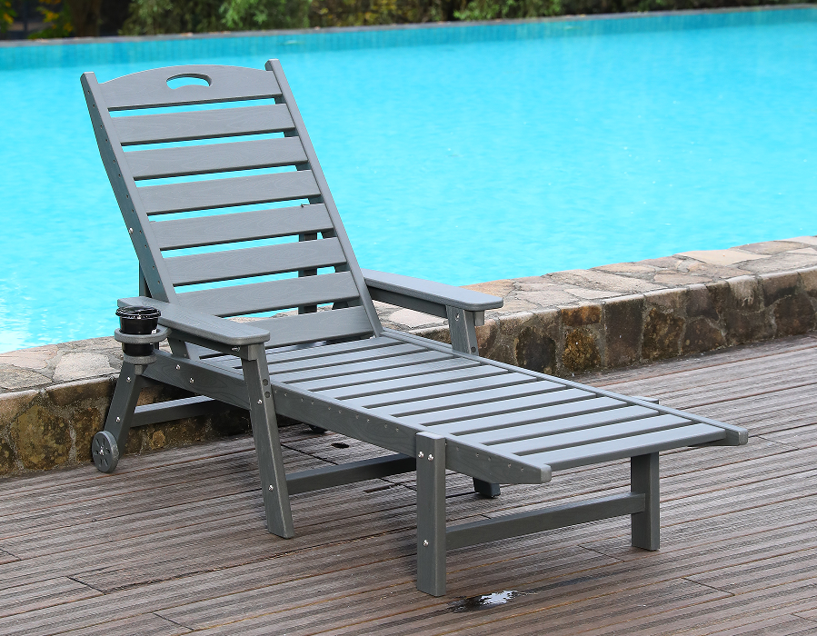 Scaun unic Adirondack HDPE, gri urban
