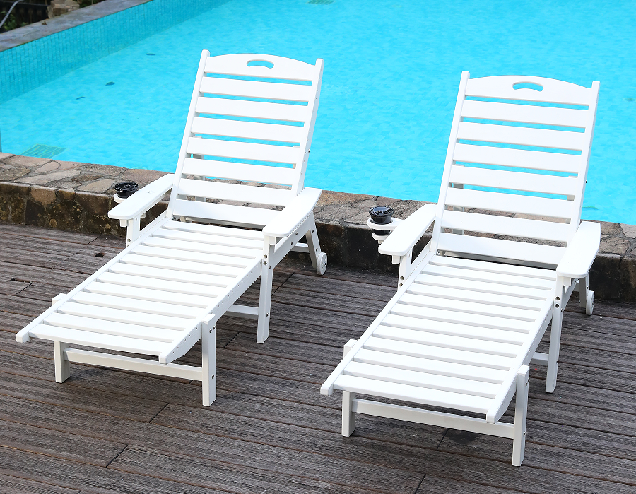 Set de lounge Adirondack minimalist HDPE alb pur, pachet de 2