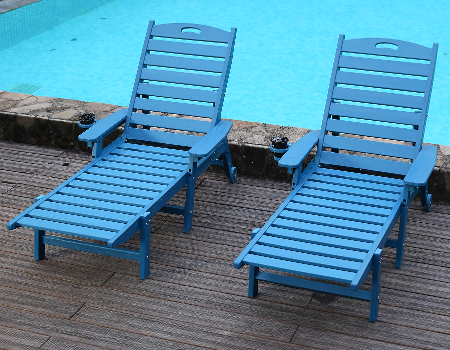 Set Adirondack înclinabil din HDPE Serene Ocean Blue