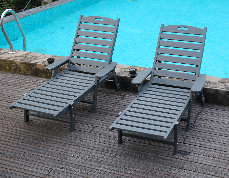 Set de lounge Adirondack înclinabil din HDPE, Storm Grey