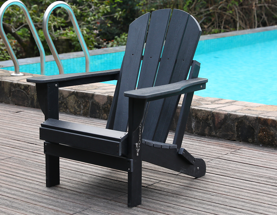 Scaun negru pentru toate vremea HDPE Adirondack Frog