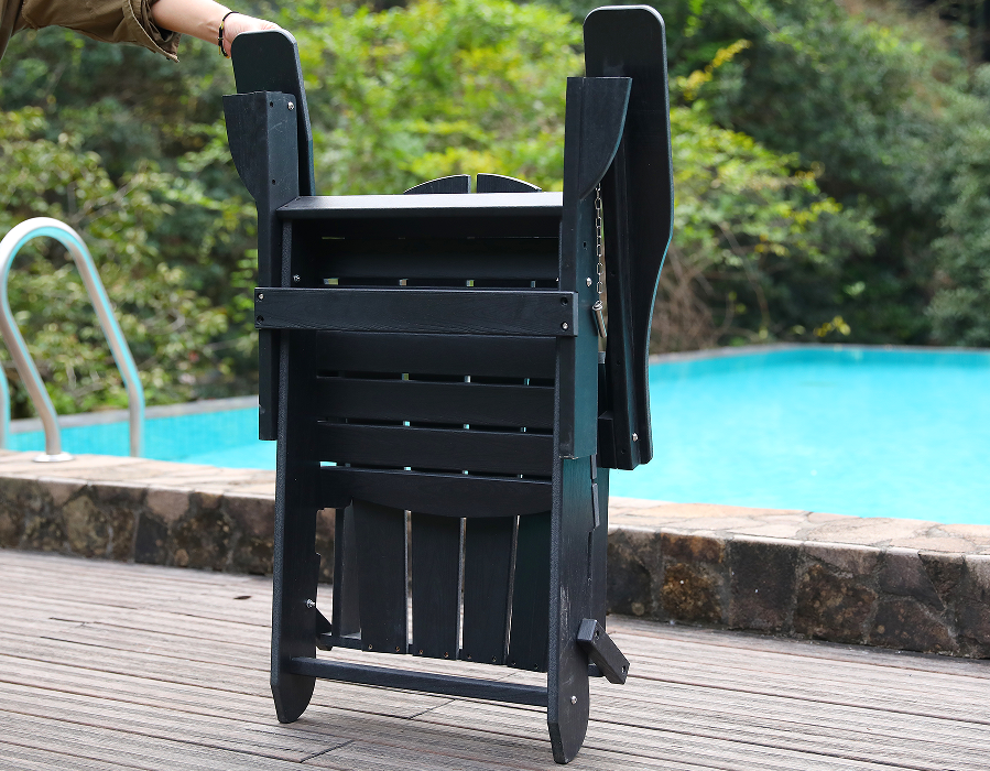 Scaun negru pentru toate vremea HDPE Adirondack Frog