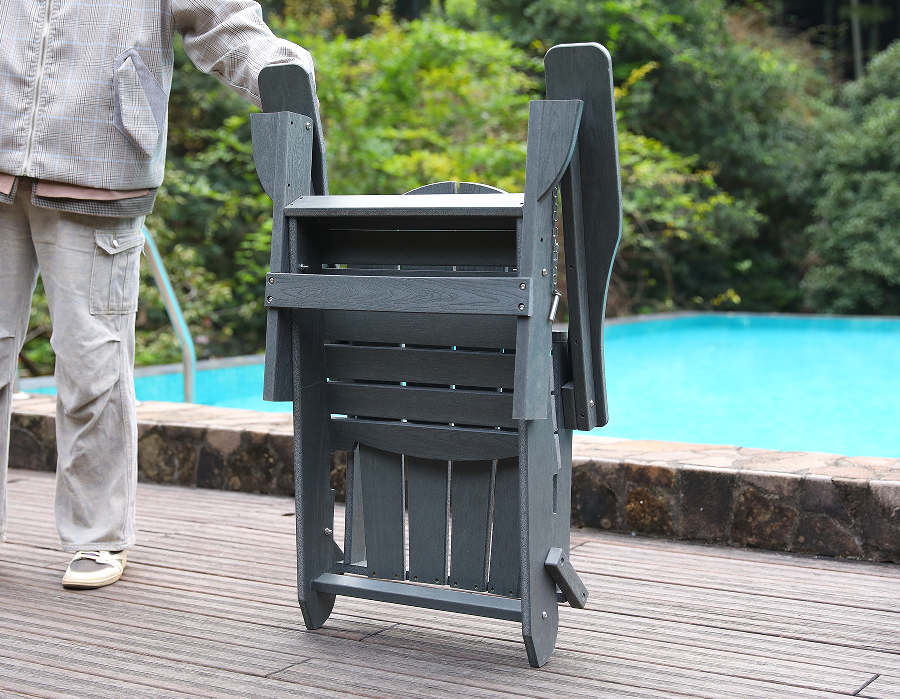 Scaun Adirondack Frog HDPE, gri Storm - pentru orice vreme