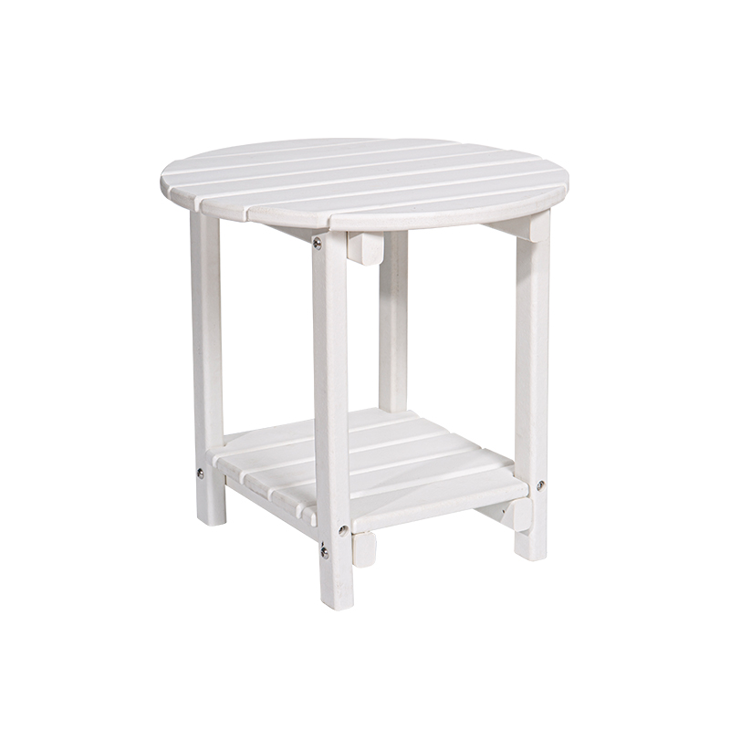 Masa rotunda multifunctionala cu efect de boabe de lemn alb Material HDPE cu suport patrat de depozitare