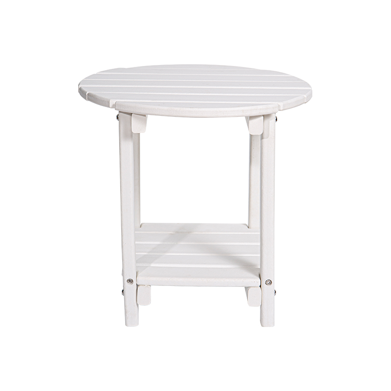 Masa rotunda multifunctionala cu efect de boabe de lemn alb Material HDPE cu suport patrat de depozitare