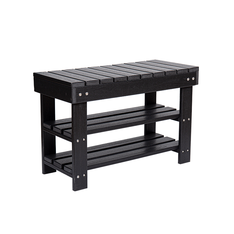 Masă lungă cu trei niveluri HDPE negru elegant