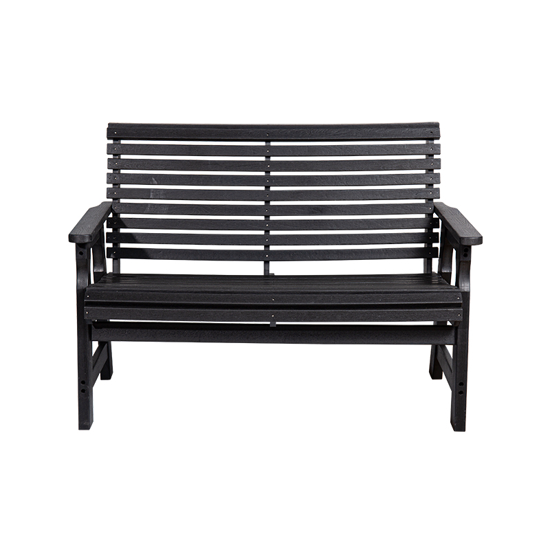 Bancă cu planeur în aer liber HDPE pentru orice vreme, cu design cu șipci
