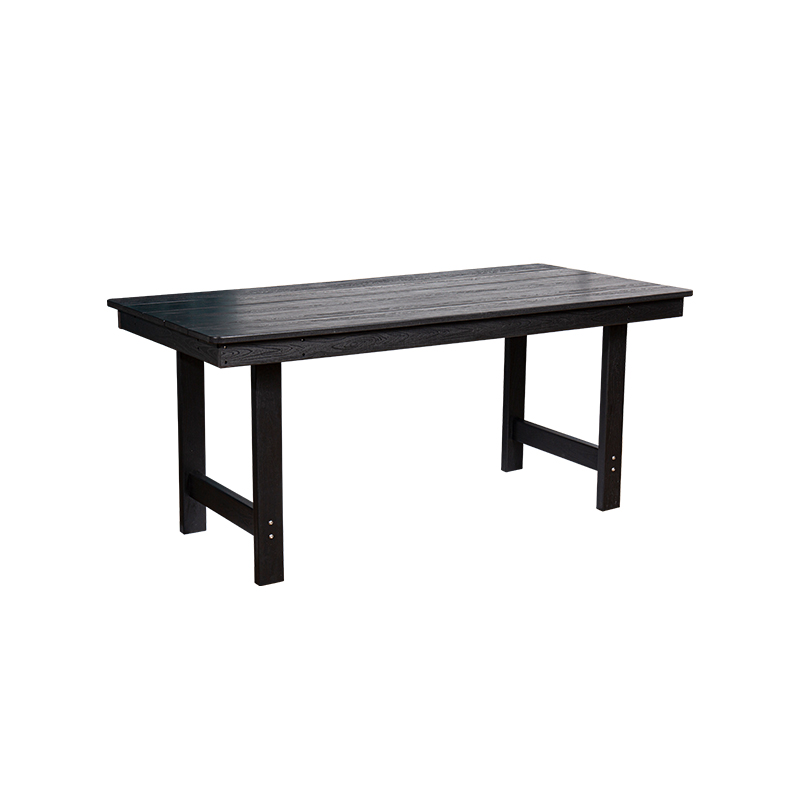 Set elegant de sufragerie din HDPE negru din 7 piese pentru zone spațioase în aer liber