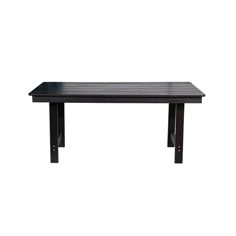 Set elegant de sufragerie din HDPE negru din 7 piese pentru zone spațioase în aer liber